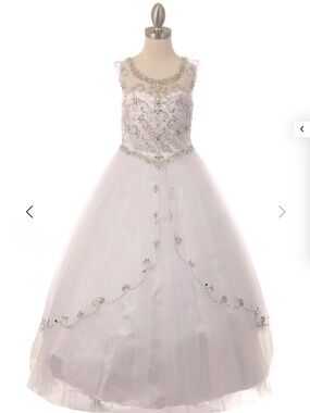 Bliss White Tulle Dress with Jeweled Waistband